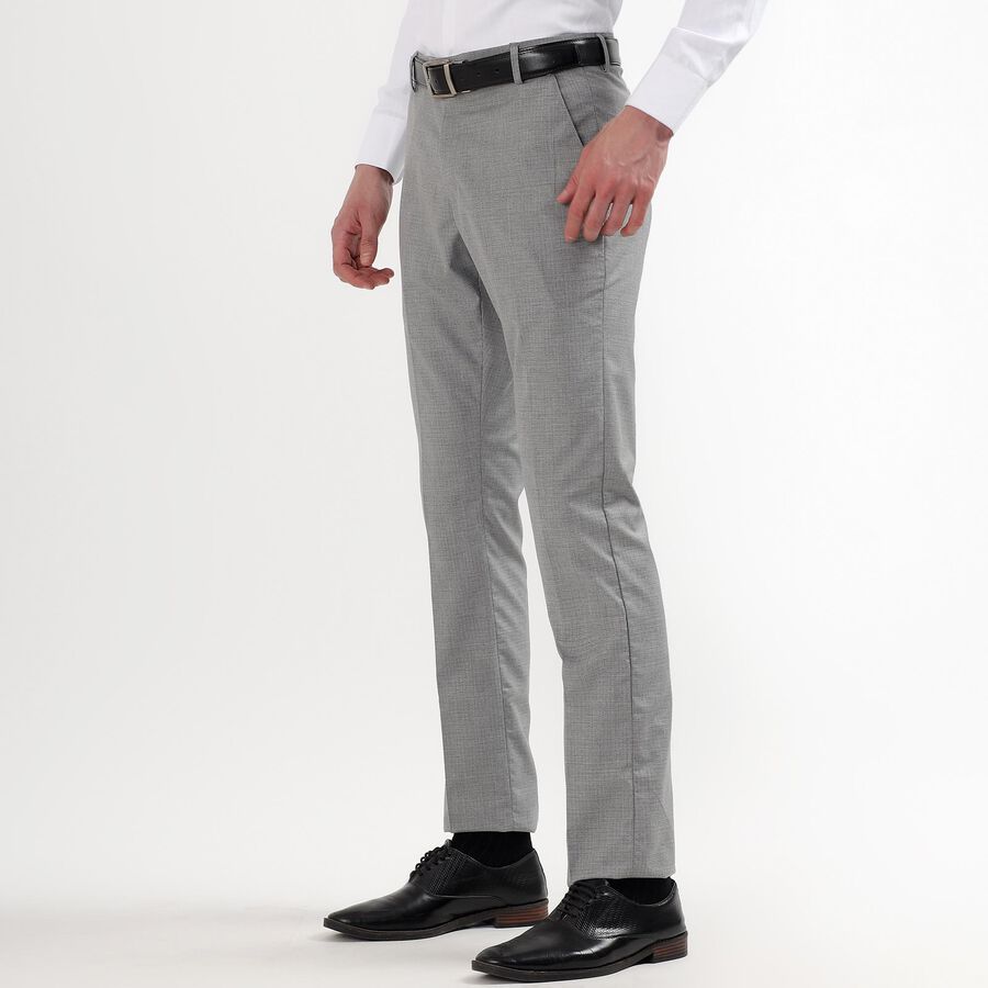 Men's Slim Fit Formal Trousers, हल्का ग्रे, large image number null