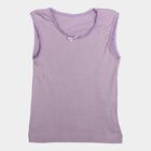 Girls Lilac Cotton Round Neck Sleeveless Vest, लाइलेक, small