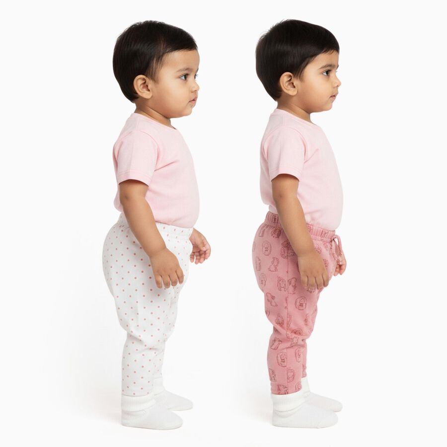 Infants' Pink and White Cotton Printed Pyjama Set, Light Pink, large image number null