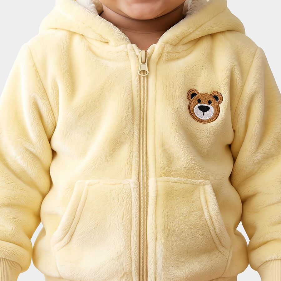 Infants' Yellow Hooded Bear Patch Baba Suit, Yellow, large