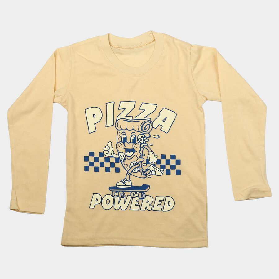 Boys Yellow Cotton Blend Round Neck Regular Boys T-Shirt, Yellow, large