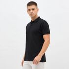 Men's Jet Black Polo Neck Casual T-Shirt, Black, small image number null