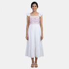 Women's Pink Cotton V-Neck Casual Dress, Pink, small