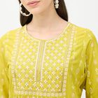 Women's Light Sage Green Round Neck Straight Kurti, हल्का हरा, small