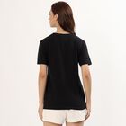 Women's Jet Black Cotton Round Neck Casual T-Shirt, काला, small image number null