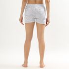 Women's Bright White Printed Elastic Waist Shorts, Black, small image number null