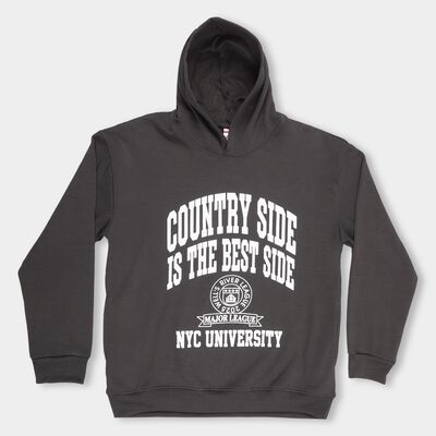 Boys Dark Charcoal Grey Hoodie Neck Casual Sweatshirt
