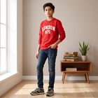 Boys' Red Crew Neck Pullover Sweatshirt, Red, small