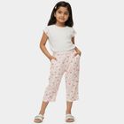 Girls' White Regular Fit Star Printed Capri, White, small