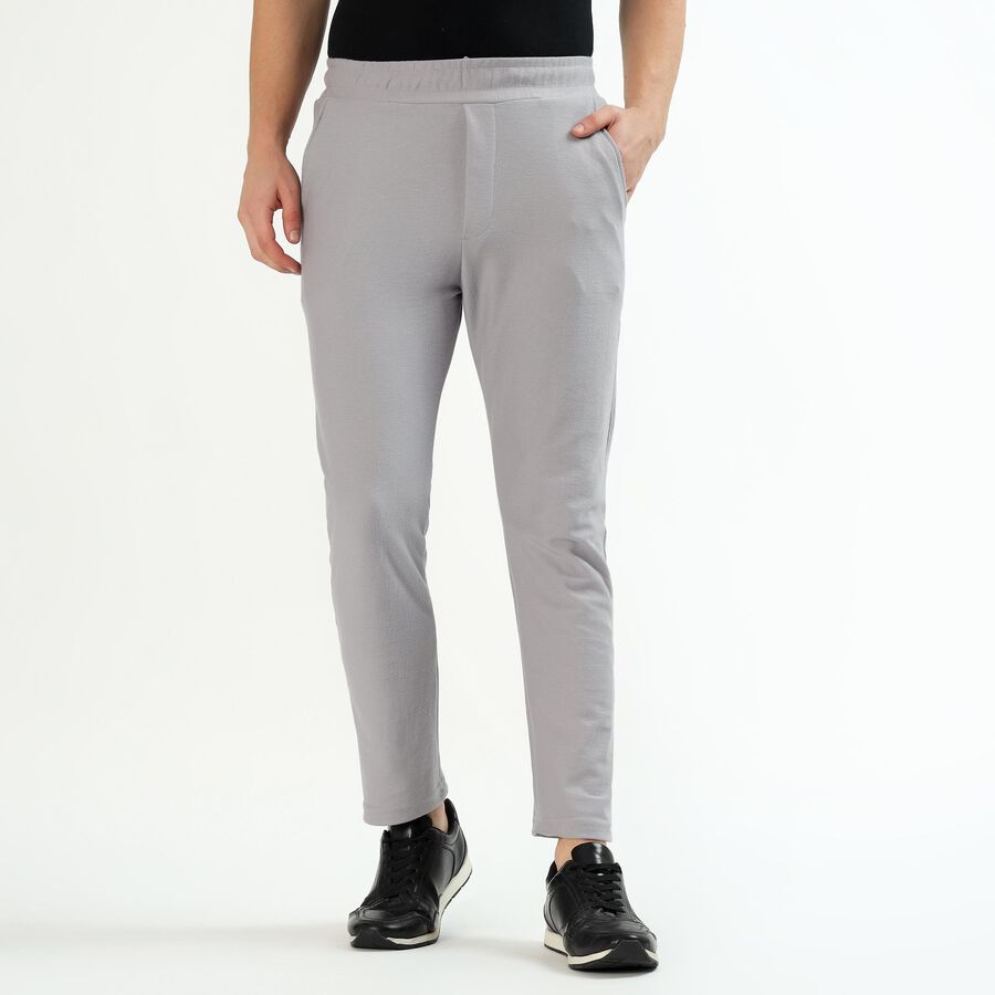 Men's Light Ash Grey Tapered Fit Track Pants, Light Grey, large