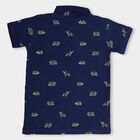 Boy's Navy Blue Cotton Polo Neck Casual T-Shirt, Navy Blue, small image number null