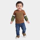 Infants' Tan Cotton Crew Neck Regular T-Shirt, गहरा पीला, small