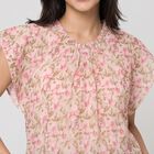 Women's Pink Round Neck Regular Top, गुलाबी, small