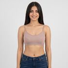 Women's Brown Scoop Neck Bralette Bra, भूरा, small