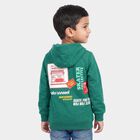 Boys' Green Hoodie Neck Graphic Sweatshirt, गहरा हरा, small