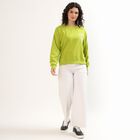 Women's Bright Lime Green Crew Neck Casual Sweatshirt, हल्का हरा, small image number null