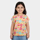 Girls Yellow Cotton Casual T-Shirt, Yellow, small