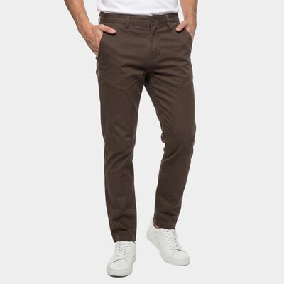 Men's Dark Grey Slim Fit Flat-Front Chino Trousers