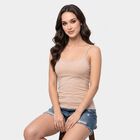 Women Brown Cotton Blend Scoop Neck Camisole Slips, Brown, small