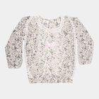 Girls Printed Top, White, small image number null