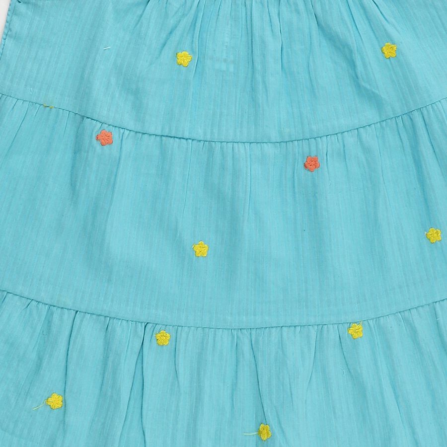 Girls' 100% Cotton Frock, Aqua, large image number null
