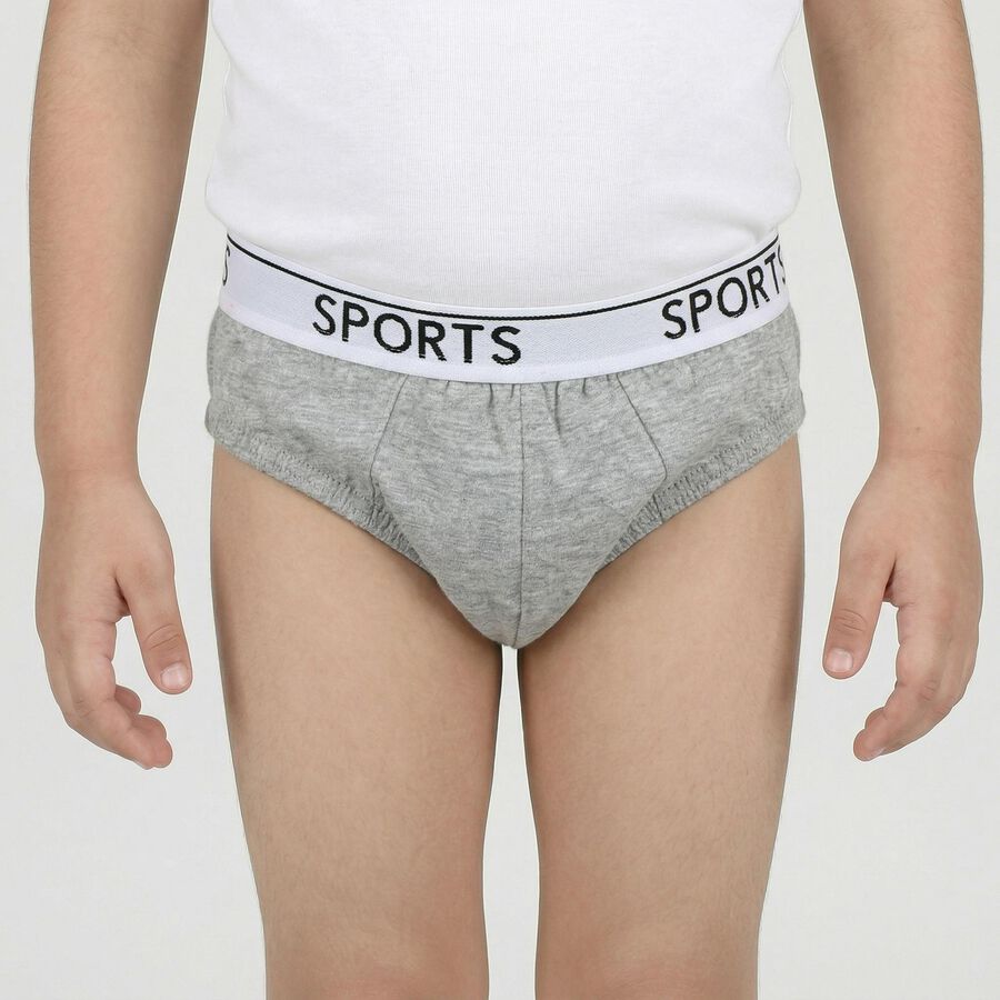 Boys' Mid Grey Regular Fit Solid Briefs, मिश्रित मध्यम ग्रे, large