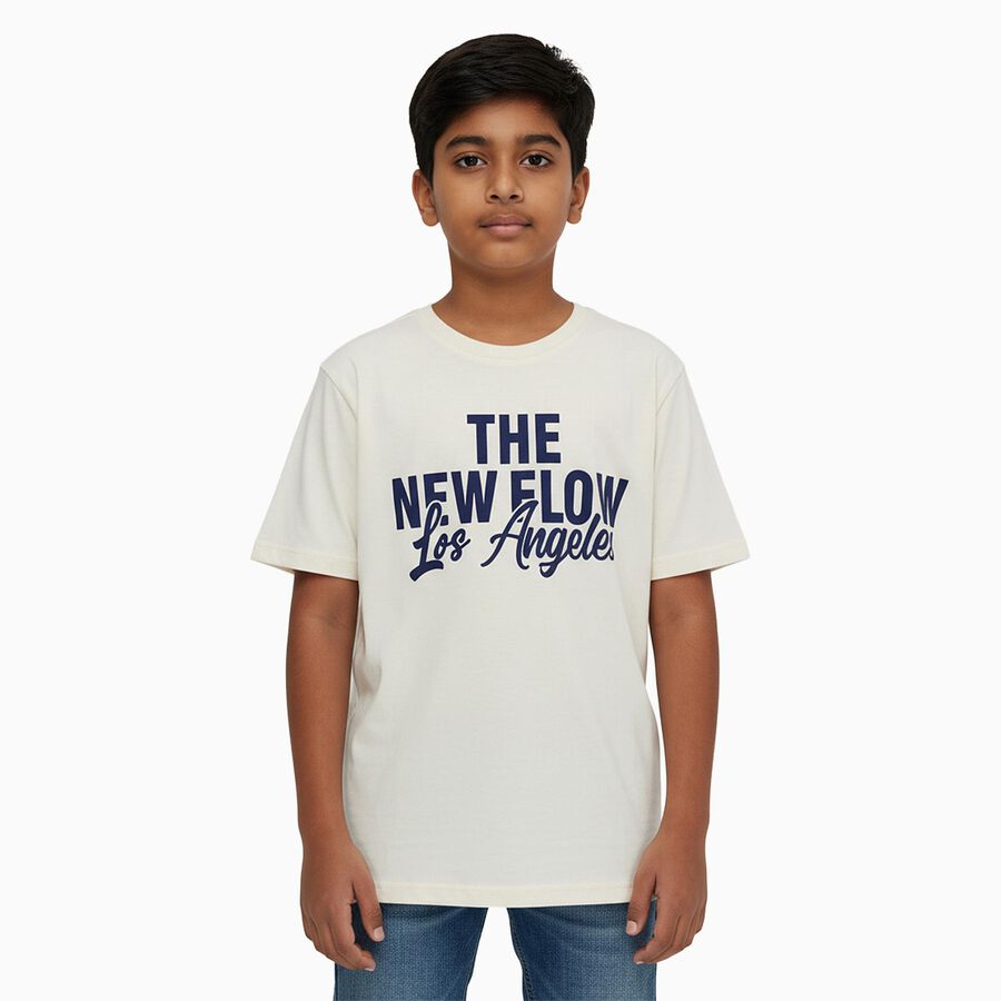Boys' Half Sleeves T-Shirt, Off White, large image number null