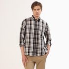 Men's Black and White Cotton Full Sleeve Spread Collar Casual Shirt, ऑफ व्हाइट, small image number null