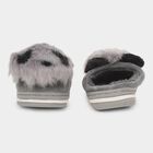 Kids Muted Charcoal Grey Fur Slip-On Winter Slippers, Grey, small image number null
