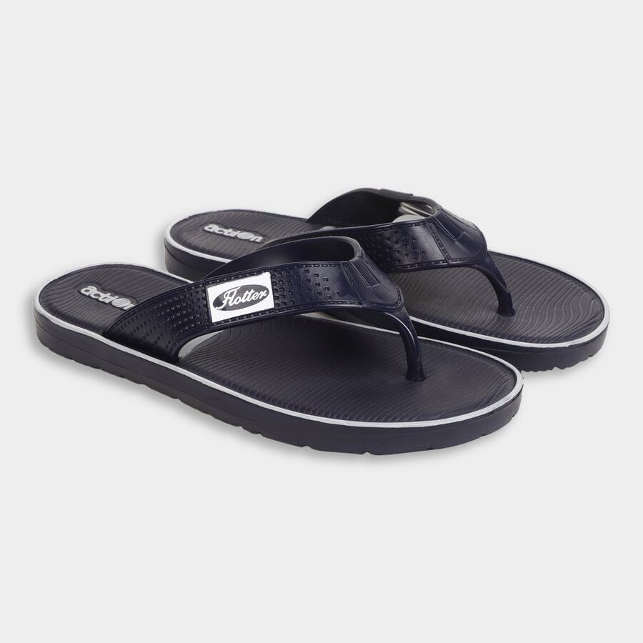 Mens Floater Flip Flops, Navy Blue, large image number null