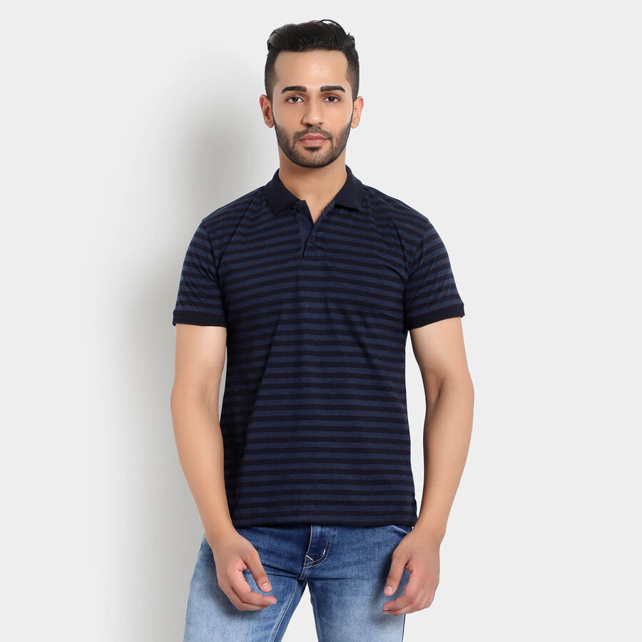 Stripes Polo Shirt, Melange Blue, large image number null