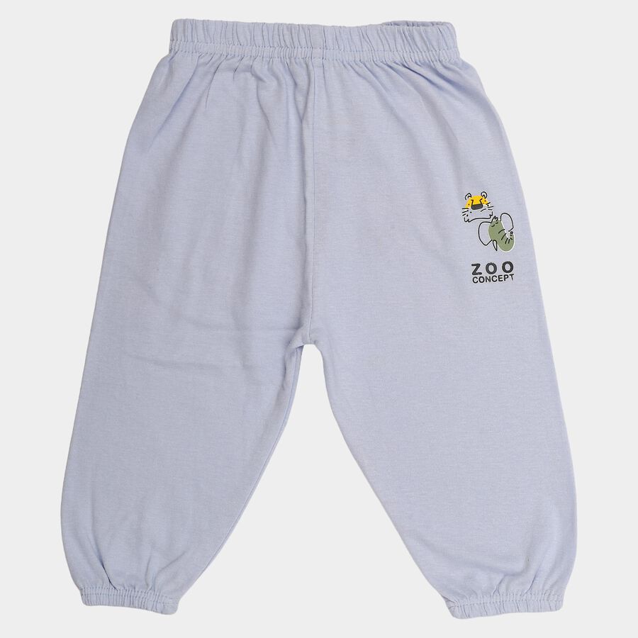 Infants' Light Blue Jogger Graphic Printed Cotton Pyjama, Light Blue, large