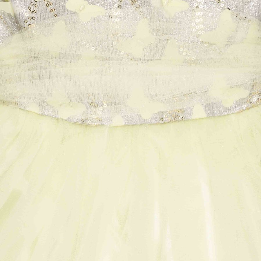 Girls Embellished Frock, Light Green, large image number null