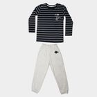 Boys Navy Blue Cotton Round Neck Striped Baba Suit, नेवी ब्लू, small