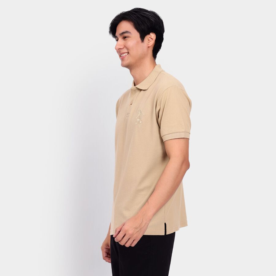 Men's Collared Half Sleeves T-Shirt, Ecru Melange, large image number null