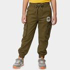 Boys' Olive Green Regular Fit Cargo Trousers, Olive, small
