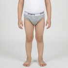 Boys' Mid Grey Regular Fit Solid Briefs, मिश्रित मध्यम ग्रे, small