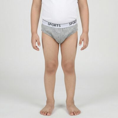 Boys' Mid Grey Regular Fit Solid Briefs