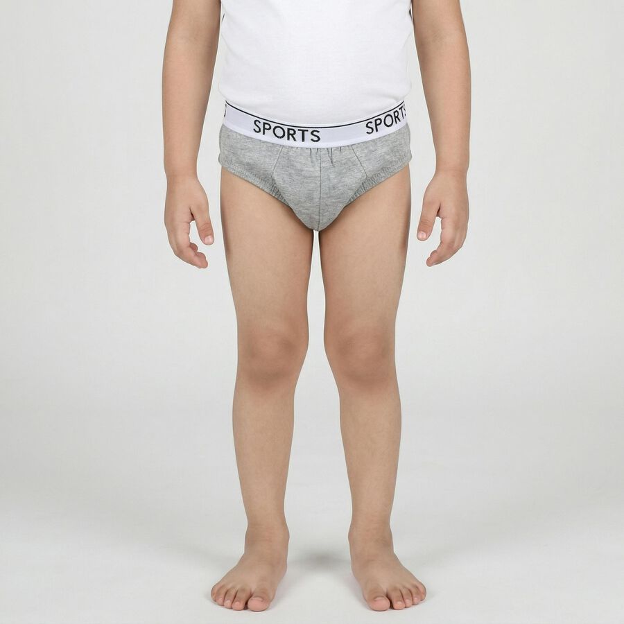 Boys' Mid Grey Regular Fit Solid Briefs, मिश्रित मध्यम ग्रे, large