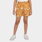 Girls' Yellow Regular Fit Solid Shorts, पीला, small