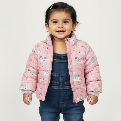 Infants Light Pink High Neck Casual Jacket