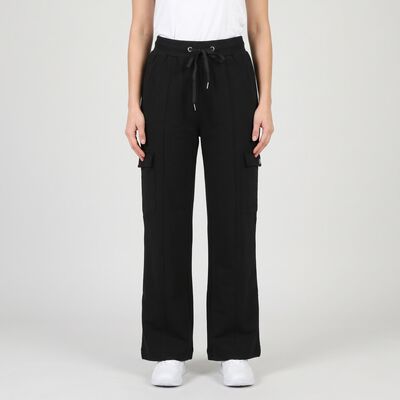Women's Black Relaxed Fit Cargo Track Pants