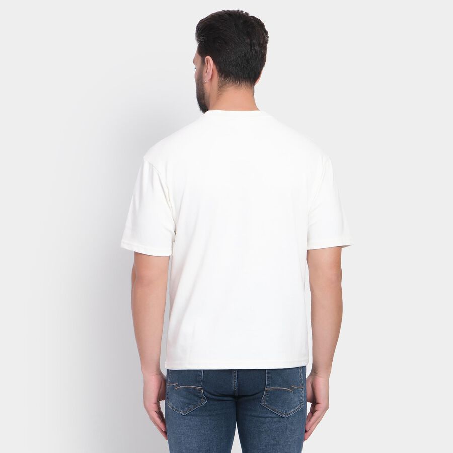 Men's Round Neck Half Sleeves T-Shirt , White, large image number null