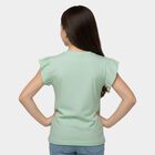 Girls' Mint Green Cotton Round Neck Casual T-Shirt, Light Green, small