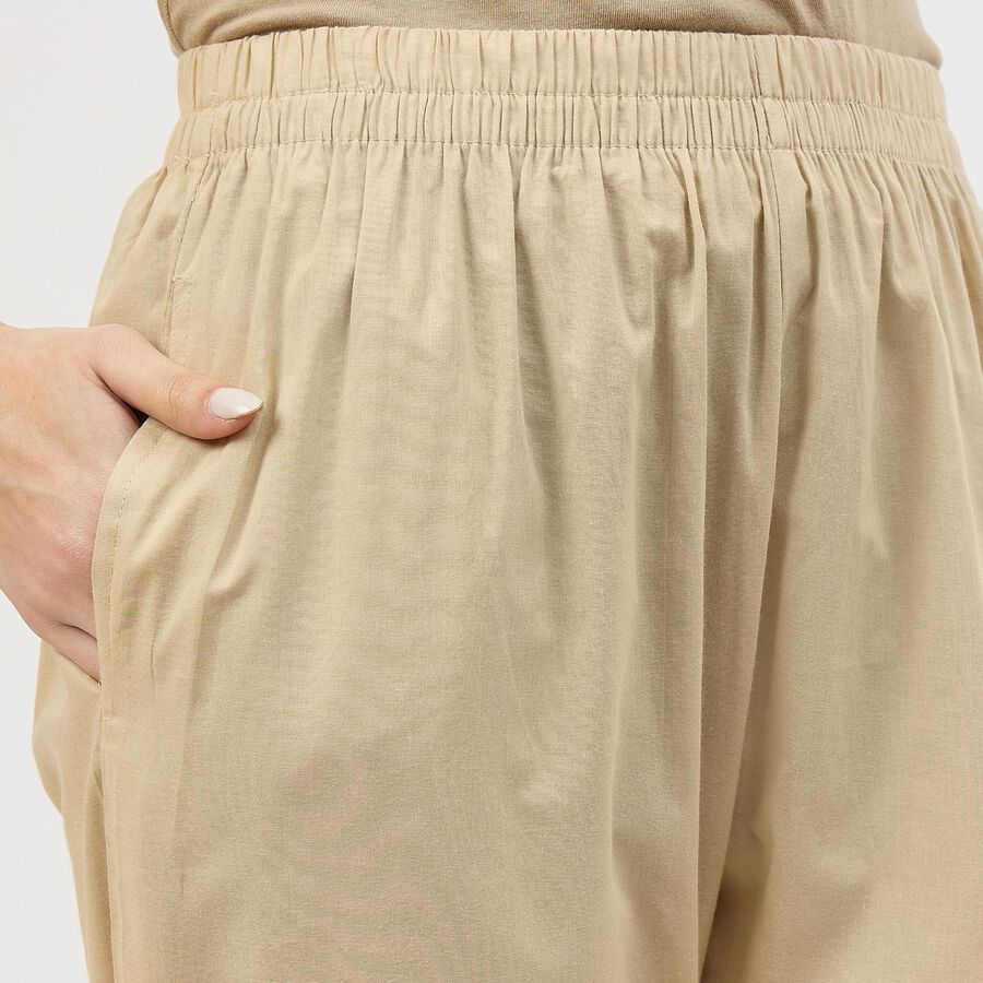 Women's Cotton Minimalist Wide-Leg Palazzos, गहरा पीला, large