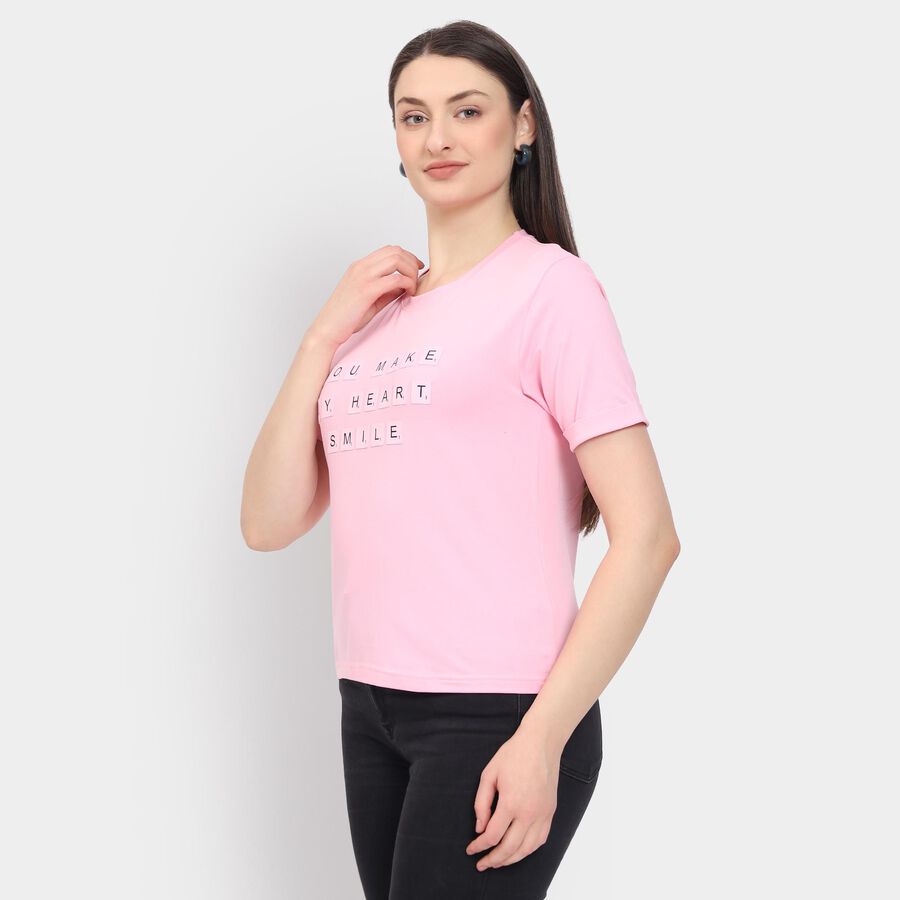Ladies' Round Neck T-Shirt, हल्का गुलाबी, large image number null
