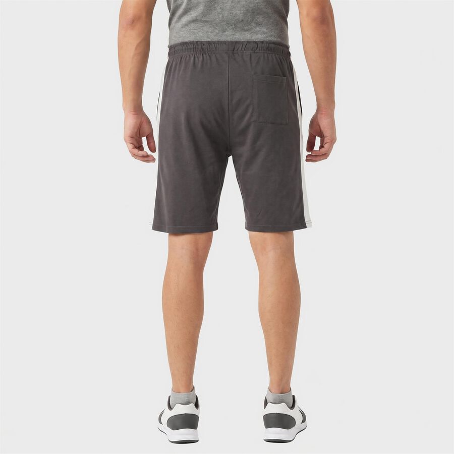Men's Dark Grey Regular Fit Side Panel Jamaican Shorts, गहरा ग्रे, large