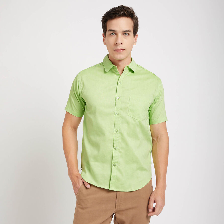 Solid Casual Shirt, Light Green, large image number null