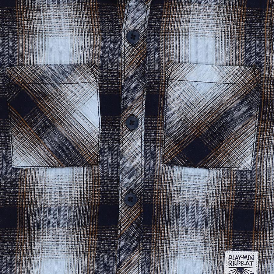 Boys Navy Blue Cotton Half Sleeve Classic Casual Shirt, Navy Blue, large image number null