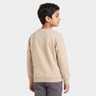 Boys' Beige Crew Neck Graphic Print Sweatshirt, Beige, small